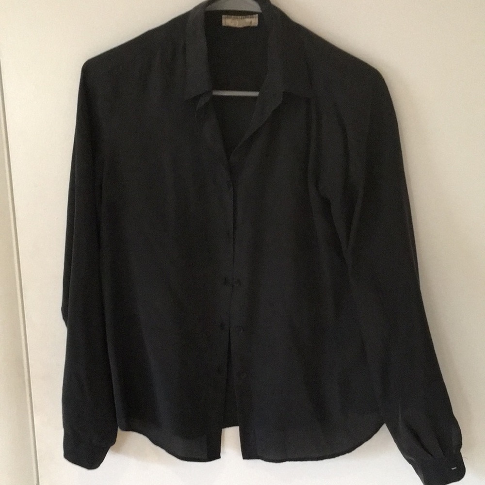 Vintage black blouse 100% silk